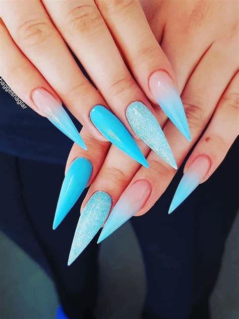 light blue stiletto nails.